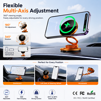 Chargeur de voiture sans fil magnétique 15W, support de téléphone à ventouse, ultra fin, en alliage d'aluminium, charge rapide, montage sur tableau de bord