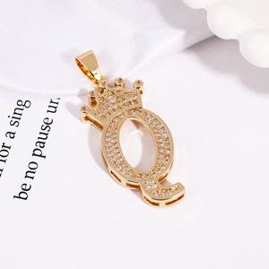 Colgante de collar inicial de moda, llena de oro circonita cúbica, accesorios para hacer joyas DIY, colgante de circón con corona de letras - Product Image 4