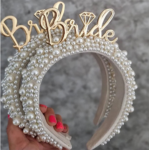 Bachelorette <strong>Hen</strong> <strong>Party</strong> Bride Pearl Bride to Be Bridal Gift <strong>Hen</strong> <strong>Party</strong> Bride <strong>Headband</strong> With Veil - Product Image 2