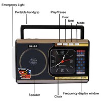 Lampe LED portable Shenzen Meier MU 40 M-U40 M-U40BT avec radio DSP 4 bandes USB TF AM FM SW et horloge à quartz