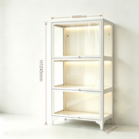 Armoire de rangement en acier multi-niveaux de luxe moderne, vitrine en verre transparent, design gain de place pour hôtel, villa, salon
