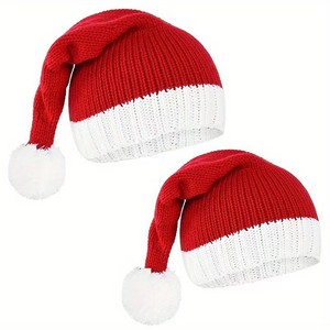 DDP Family Matching Christmas Knitted Pompom Red Beanie Baby and Mom Santa Hat Cap Xmas Parent-Child Hat Santa Crochet Hats - Product Image 6