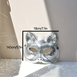 Masque de chat style boule disco - Costume d'animal réfléchissant et mignon pour fête à thème, boîte de nuit, rave, accessoire d'Halloween - Product Image 6