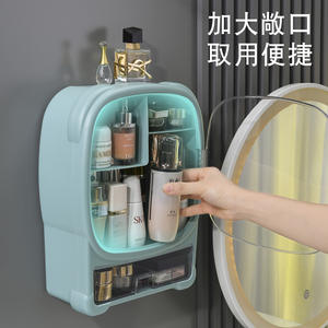 กล่องเก็บเครื่องสำอางติดผนังพร้อมลิ้นชักความจุ 2 ลิตร กล่องเก็บเครื่องสำอางกันฝุ่นสำหรับผลิตภัณฑ์ดูแลผิวและลิปสติกสีงาช้าง - Product Image 5