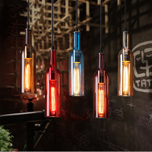 Luminaire suspendu en verre coloré industriel pour <span class=keywords><strong>bouteille</strong></span> de vin, lustre rétro créatif pour café, loft, bar - Product Image 3