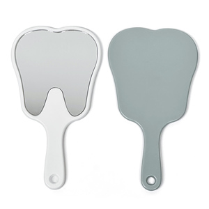 Tooth Design Makeup Mirror Customized Logo Teeth Shape Handheld Mirror Dental Promotional Mirror