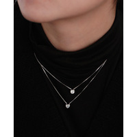 Collier pendentif en argent sterling 925 plaqué or 18 carats avec zircon, collier en forme de cœur