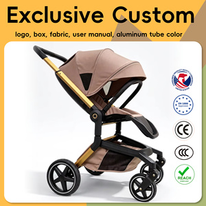Poussette de luxe 3-en-1 Landleopard Kingkong, poussette, trotteur et <span class=keywords><strong>porte</strong></span>-bébé, avec capote UPF50+, ceinture de sécurité magnétique, pliable, en tissu, pour bébés de 0 à 36 mois - Product Image 1