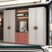 Armoire avec porte vitrée et meuble-lavabo, luxe doré, bois d'acajou naturel, bois d'ingénierie pour appartement