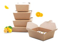 Boîtes alimentaires Kraft jetables, rangement pour emballage, contenants à nourriture, résistant à la fuite de graisse, pour le restaurant et la restauration, 100 pièces