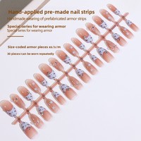 Faux ongles à presser haut de gamme, effet œil de chat et imprimé léopard, style manucure française, amovibles, pour filles