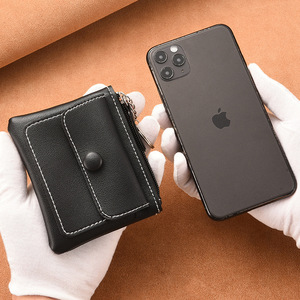 Moins cher PU Fermeture Éclair Portefeuille Court Porte-Monnaie Poche Couleur Pure Mini Porte-Monnaie En Cuir - Product Image 5