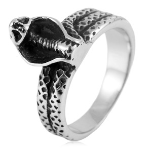 yunnique Retro Snake <b>Titanium</b> Steel <b>Ring</b> Unisex Fashion Jewelry Gift Animal Shape Geometric Design Steel Color - Product Image 1
