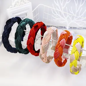 HB524 New Knot Braid Velvet Beste Qualität Kunststoff Stirnband für Frauen Haars ch laufe Damen Flower Crown Haar bänder Kopf wickel