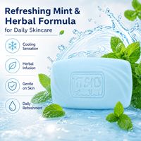 Savon en barre corporel rafraîchissant à la menthe et aux herbes en flocons, en gros, avec étiquette privée personnalisée pour le soin quotidien de la peau des adultes