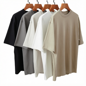 T-shirt unisexe en coton surdimensionné, couleur unie, manches courtes, col rond, coupe ample, vêtements décontractés, toutes saisons, tissu jersey tricoté - Product Image 1