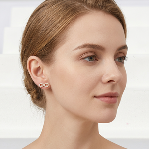 18K Gold Plated Infinity <b>Stud</b> <b>Earrings</b> With <b>Crystal</b> Rhinestones Pave Setting Classic Unisex Fashion Jewelry Gift - Product Image 6