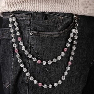Nouveauté, chaîne de ceinture de pantalon en jeans boule disco personnalisée de luxe chaînes hip hop perles strass chaîne de portefeuille pour hommes - Product Image 1