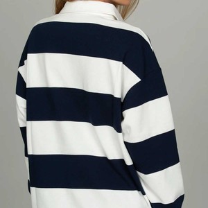 Custom Logo Blank Tennis <strong>Top</strong> 4-Button Placket Striped <strong>Golf</strong> Women's <strong>Top</strong> with Stand Collar Color Block <strong>Long</strong> <strong>Sleeve</strong> Polo <strong>Top</strong> - Product Image 5