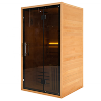 Petit sauna en bois de pruche moderne portable pour 1 à 2 personnes avec bande lumineuse