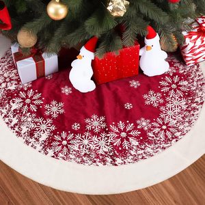 Falda para árbol de Navidad de 50-200 cm, cubierta roja para la base del árbol de Navidad, decoración con diseño de Papá Noel y copos de nieve, alfombra para la base del árbol de Navidad. - Product Image 3