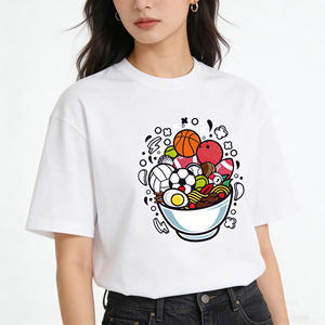 Camiseta de algodón para mujer con estampado deportivo, transpirable, manga regular Q228 - Product Image 1