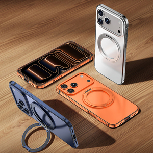 เคสโทรศัพท์ iPhone 18 Pro Max 17 16 Plus 15 14 13 mini 12 11  แบบโลหะ  ผิวซาติน ป้องกันการตก พร้อมขาตั้ง - Product Image 3