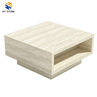 Table basse en marbre travertin beige naturel au design moderne, personnalisée pour la décoration du salon à la maison, pour villa