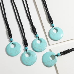 40mm Donut curación cristales collar Natural piedra Chakra piedras preciosas amuleto moneda de la suerte Donuts encanto Reiki Collar para hombres y mujeres - Product Image 6