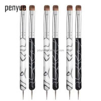 Pinceau professionnel double-embout PENYUE pour nail art, avec poils de Kolinsky, liner et stylos à points ovales # 10/ # 12/ # 14 Multifonctionnel