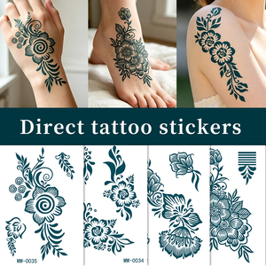 Autocollants de tatouage semi-permanents sans eau, non toxiques, imperméables, pour le corps et les bras, motifs papillon, rose, soleil, lys, à peler et coller, vente en gros - Product Image 6