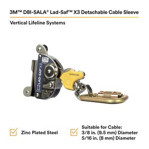 ปลอกสายเคเบิล DBI-SALA LAD-SAF X3 3/8 นิ้ว พร้อมจุดยึดเหล็กแบบ D-ring สำหรับป้องกันการตก - Product Image 2