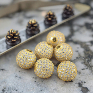 CZ6704ลูกปัดทองเหลืองชุบทอง16มม. บอลเซอร์คอนลูกบาศก์ - Product Image 3