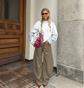 Nuovi Pantaloni Casual da <span class=keywords><strong>Donna</strong></span> in Stile Americano a Quadri, Design in Piccole Serie, Comodi e Snellenti - Product Image 4