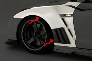 Pour <span class=keywords><strong>Nissan</strong></span> <span class=keywords><strong>Ares</strong></span> R35 GTR modifié, ailes avant Vais en fibre de carbone, ailes avant avec évents en forme d'aileron de requin, jupes latérales, diffuseurs d'ailes avant - Product Image 4