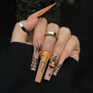 Nuevo diseño salón <span class=keywords><strong>de</strong></span> <span class=keywords><strong>uñas</strong></span> belleza largo Stiletto Squoval <span class=keywords><strong>Halloween</strong></span> acrílico <span class=keywords><strong>uñas</strong></span> postizas cubierta completa Prensa en <span class=keywords><strong>uñas</strong></span> arte - Product Image 6