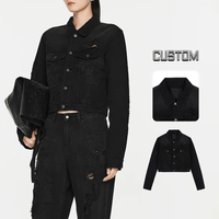 OEM DOM Services vestes en jean de luxe pour femmes personnalisées 2025 vente chaude nouvelle veste en jean en détresse lavage acide Boxy