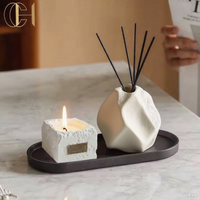 C & H Ensemble diffuseur de roseaux en céramique personnalisé de luxe Diffuseur de roseaux en argile céramique Coffret cadeau de parfum d'intérieur Bouteille diffuseur de roseaux écologique