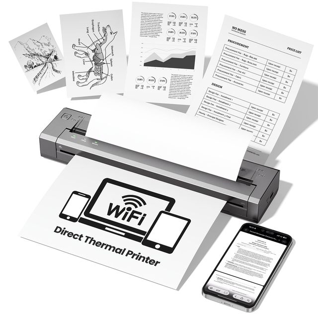 G100 Pro Portable Thermal Printer A4, Wireless Printer Portable, WiFi Direct Print, Mobile Printer  for Travel Use