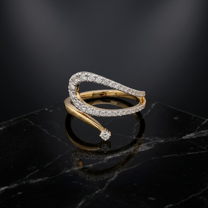 Round Cut Lab Grown Diamond Open Wrap Ring Double <b>Row</b> Pave Diamond 10K 14K 18K Gold 925 935 Silver Custom Fine Jewelry - Product Image 1
