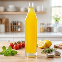 Botol Minuman Keras Kaca Heksagonal Bersegi 750ml Elegan, Alas Berat, Tiang Tinggi, dengan Tutup Sekrup