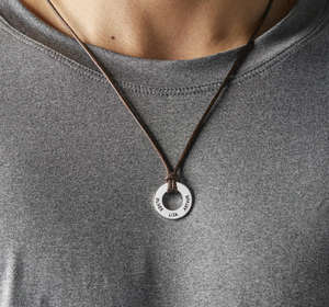 Collar de Acero Inoxidable Personalizado para Hombre, con Cordón de Cuero, <span class=keywords><strong>Palabras</strong></span> Inspiradoras Grabadas, Nombre de Niño, Regalo de Cumpleaños para Papá - Product Image 5