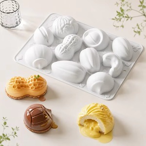Moule à gâteau en silicone antiadhésif de qualité platine LFGB, sans BPA, 10 cavités, forme cacahuète/pistache, pour pâtisserie - Product Image 1