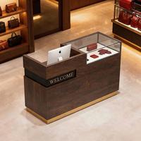 Mostrador de Recepción Pequeño y Moderno, Vitrina de Vidrio, Mostrador de Caja para Tienda, Mostrador Integrado para Joyería y Accesorios