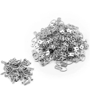 Gran oferta, 50 Uds., herrajes para colgar imágenes de un solo orificio, colgadores de imágenes de anillo en D de alta resistencia con tornillos, un solo orificio - Product Image 4