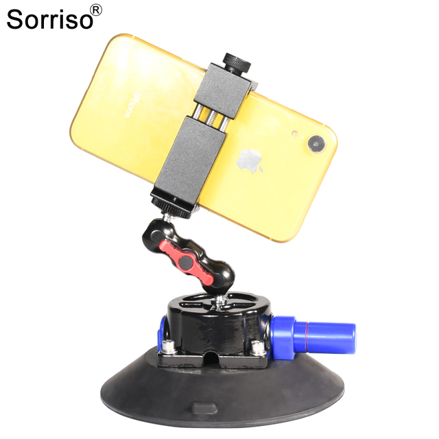 SORRISO Suction Cup Tool Car Hand Pump Aluminum Mount Phone Holder Magic Arm Strong Glass Car Sucker Video Shooting