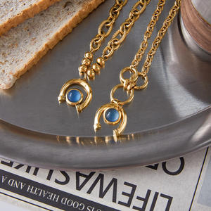 สร้อยข้อมือแฟชั่นผู้หญิง <span class=keywords><strong>JoJo</strong></span> ดีไซน์เก๋ไก๋ทันสมัย รูปทรงเรขาคณิต ซีรีส์นักขี่ม้า จี้รูปเกือกม้าเรซิ่นสีน้ำเงิน กันน้ำ ทำจากสแตนเลสสตีล - Product Image 6