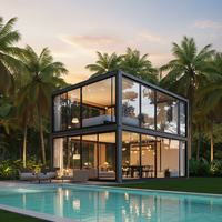 Villa de luxe préfabriquée à 2 étages en conteneurs, maison de vacances modulaire moderne tropicale, maison en conteneurs extensible, assemblage rapide en extérieur