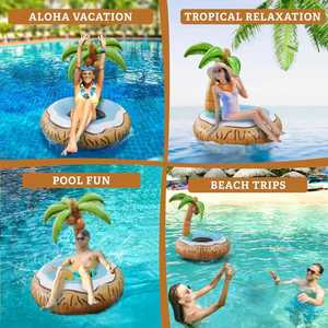 <span class=keywords><strong>Flotador</strong></span> Inflable Gigante con Forma de Palmera de Coco para Adultos, Construcción de PVC Resistente para Relajarse en la Piscina y la Playa - Product Image 4