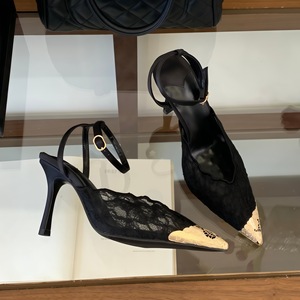 Escarpins élégants noirs en dentelle à talons fins et bout <span class=keywords><strong>pointu</strong></span> avec bride cheville et embout métallique pour femme – Printemps/Été, Soirées KTV, Mariages - Product Image 5